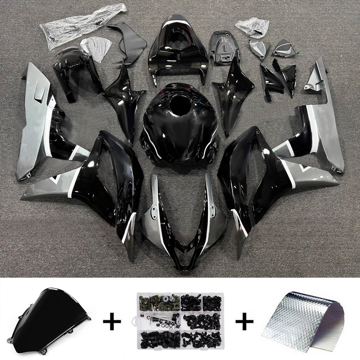 Zestaw owiewek Amotopart 2007-2008 do Hondy CBR600RR F5 w kolorze czarnym