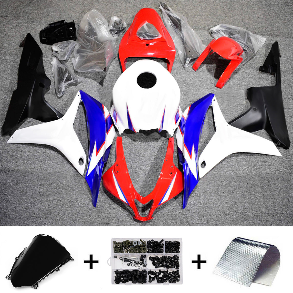Amotopart 2007-2008 Honda CBR600RR F5 White Red Fairing Kit