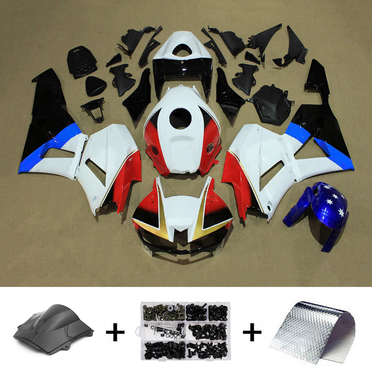 Amotopart 2013-2025 Honda CBR600RR F5 White Red Fairing Kit
