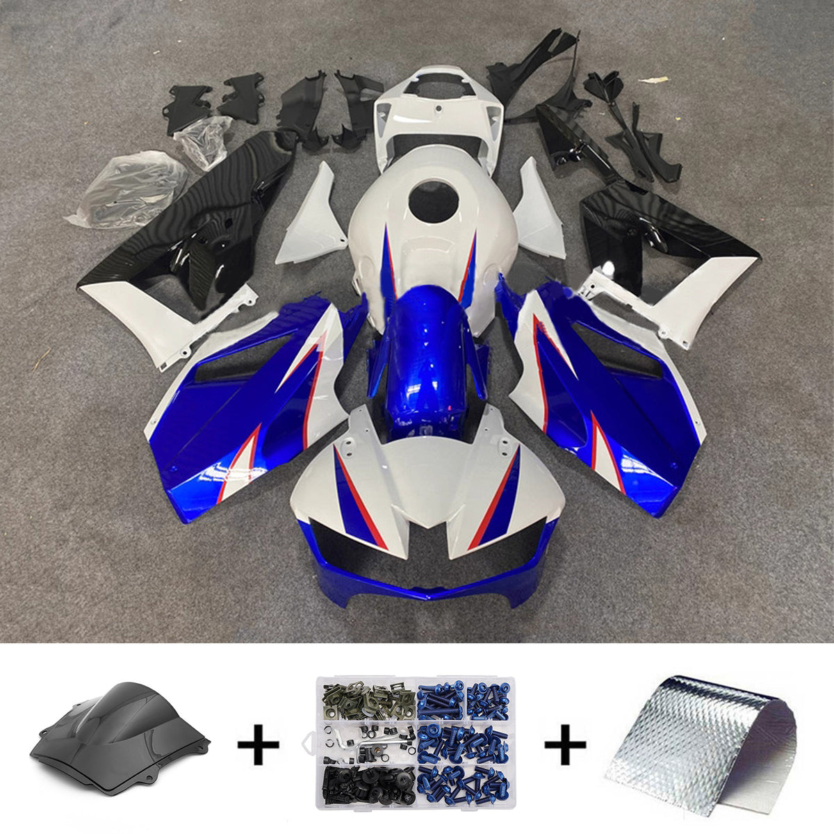 Amotopart 2013-2025 Honda CBR600RR F5 White Blue Fairing Kit
