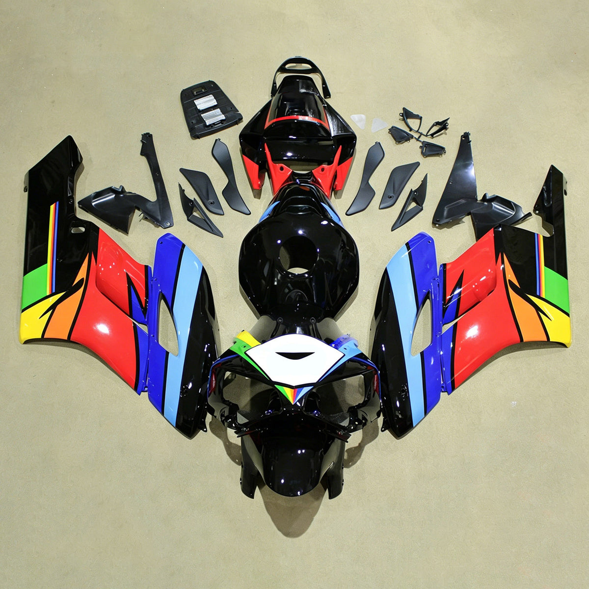 Kit de carenagem Amotopart 2004-2005 Honda CBR1000RR Black Rainbow