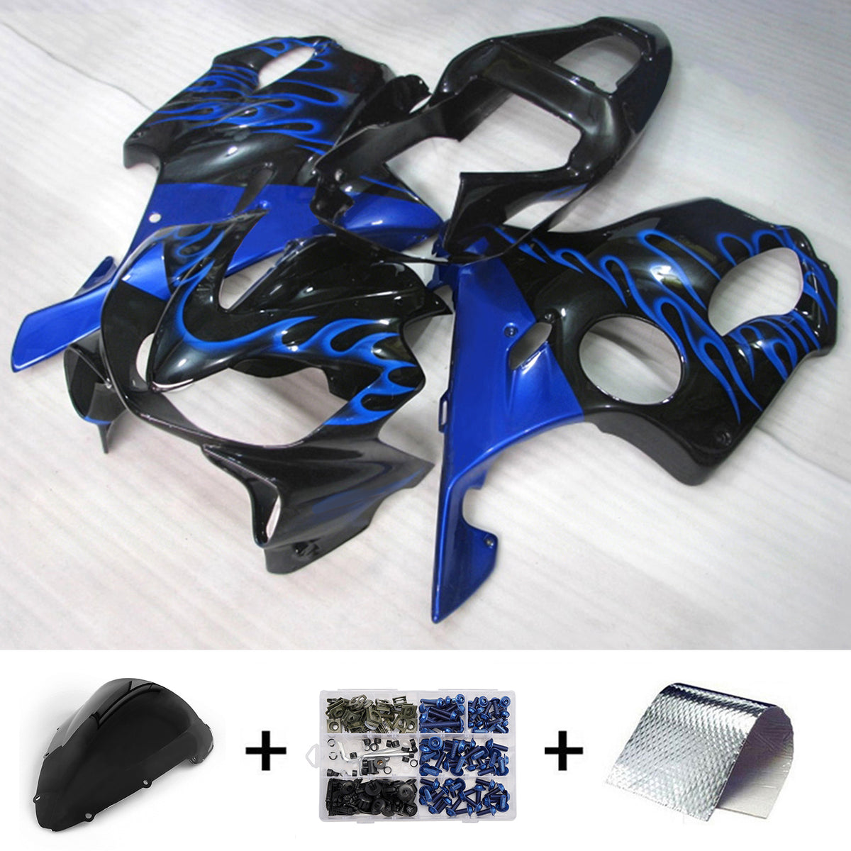 Amotopart 2001-2003 Honda CBR600 F4i Black Blue Fairing Kit