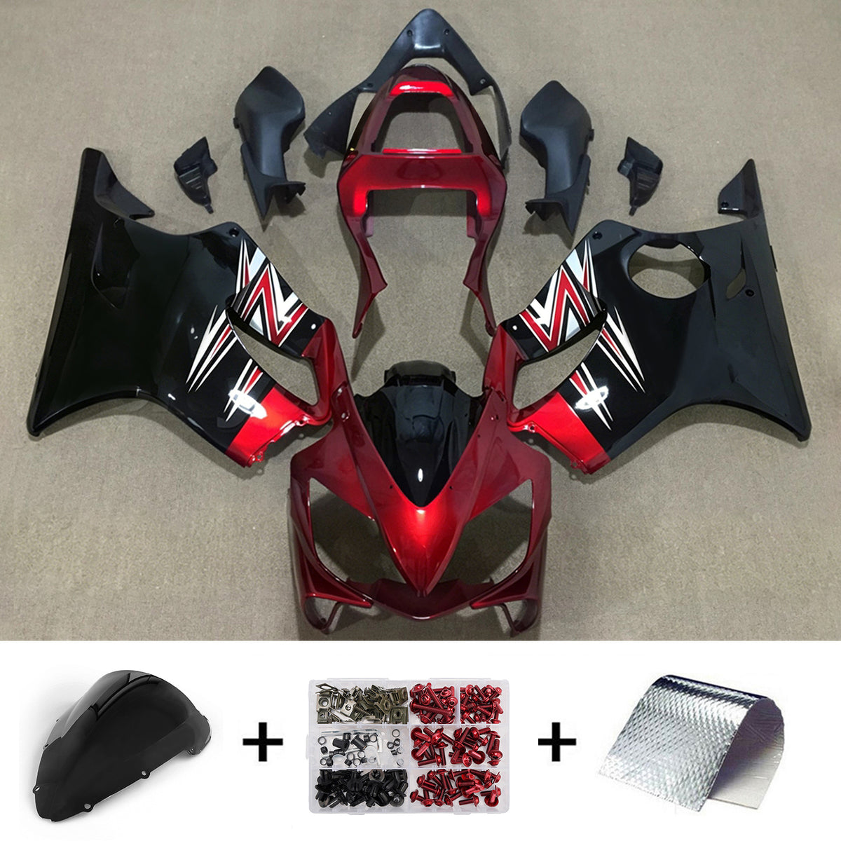 Amotopart 2001-2003 ホンダ CBR600 F4i レッドブラックフェアリングキット