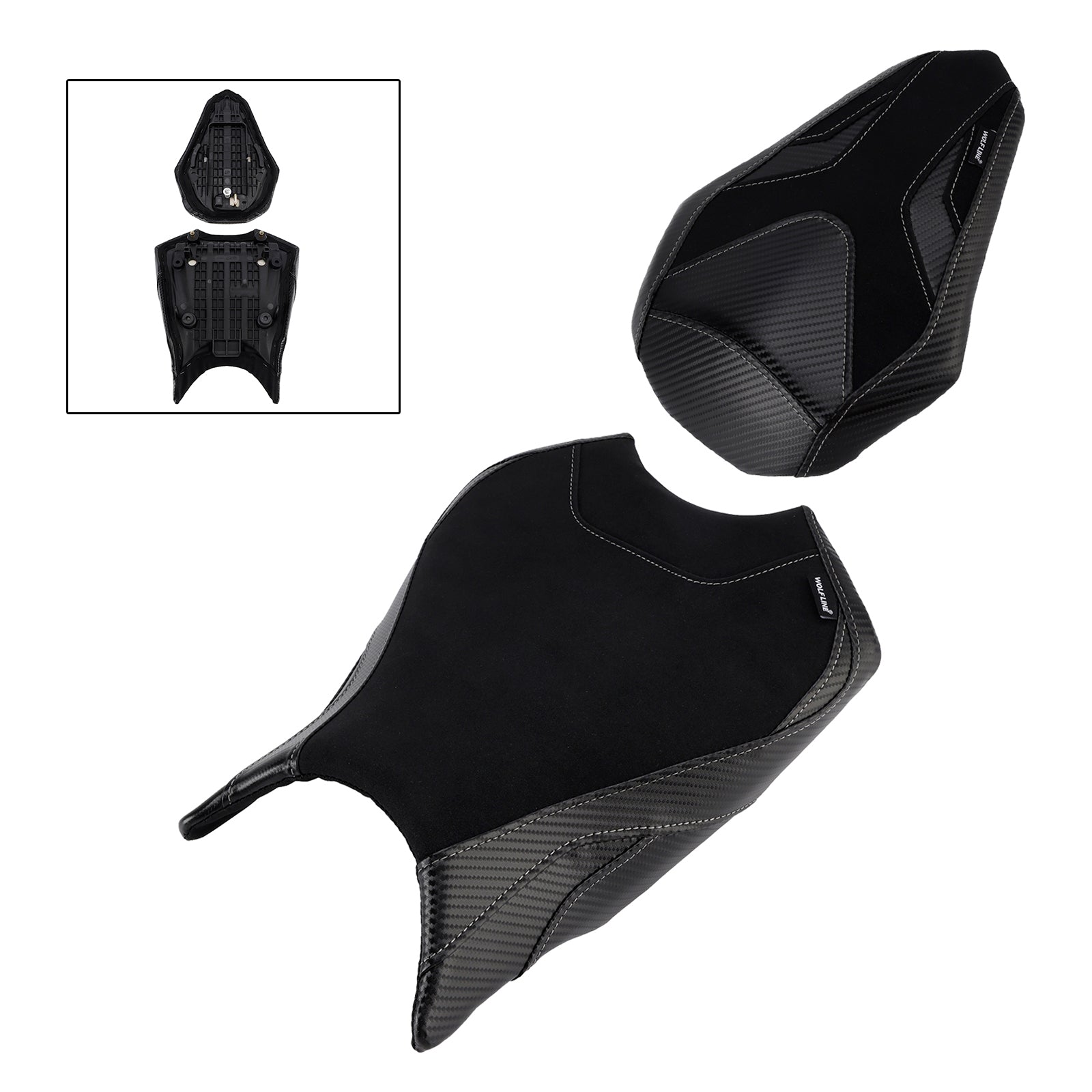 2017-2024 Honda Cbr250Rr Front&Rear Raider Passenger Cushion Kit Black