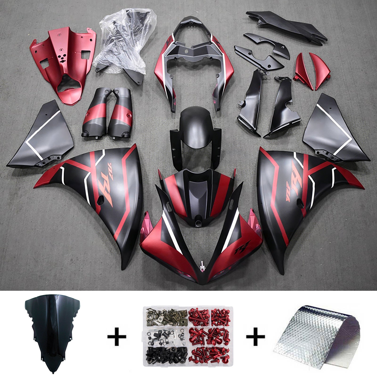 Amotopart 2009-2011 Yamaha YZF-R1 Black/Red Fairing Kit