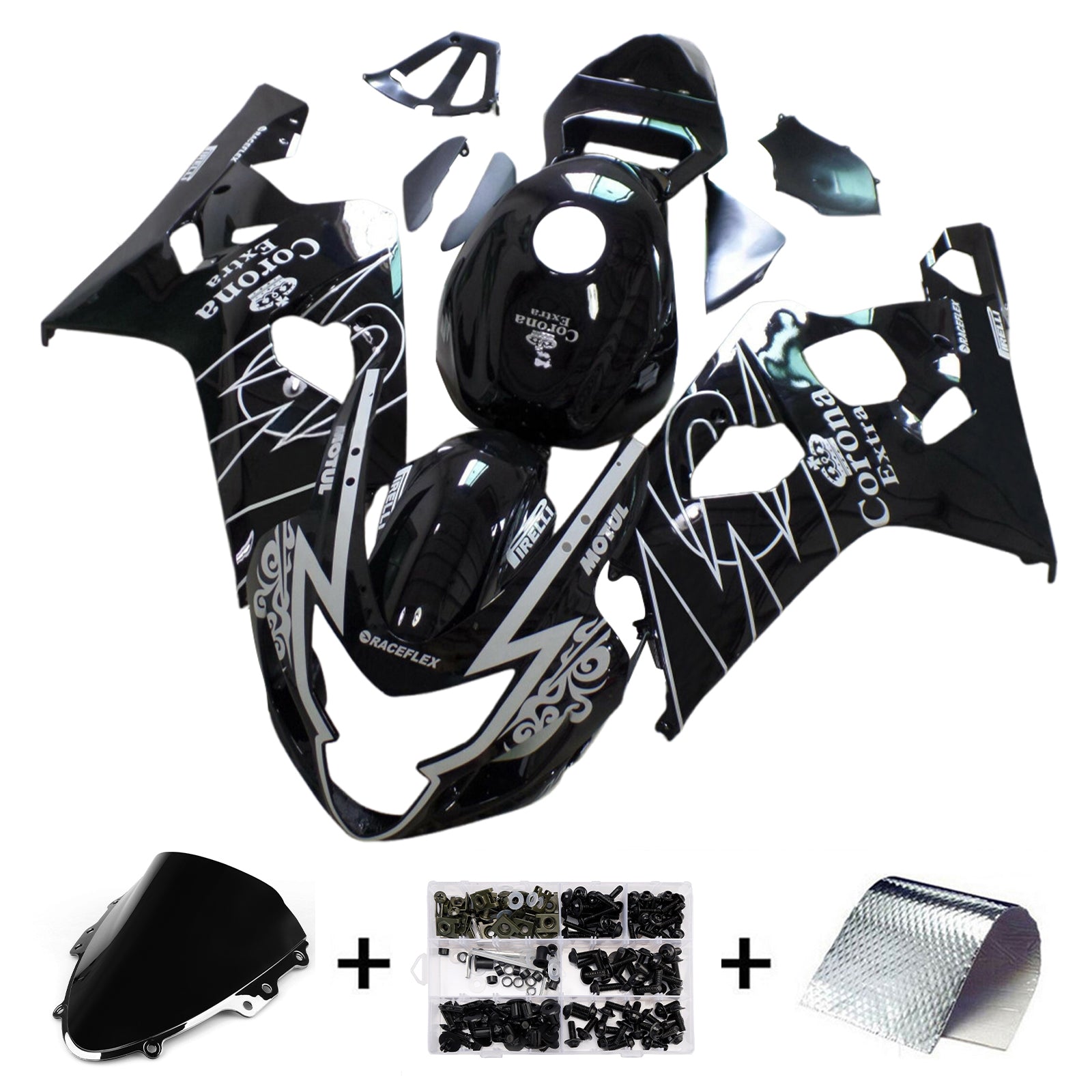 Amotopart 2004-2005 Suzuki GSXR 600/750 Black Grey Line Fairing Kit
