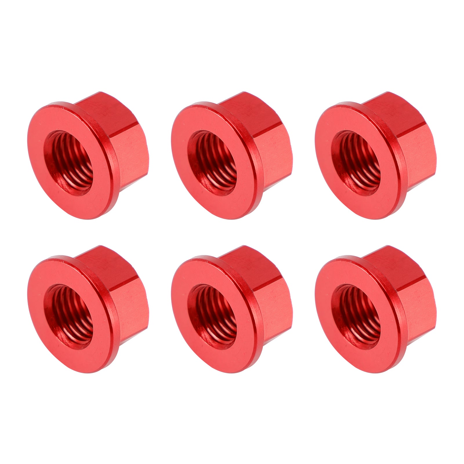 6 Pack Motorcycle Bike Aluminum Rear Sprocket Flange Nuts M10X1.25 Red