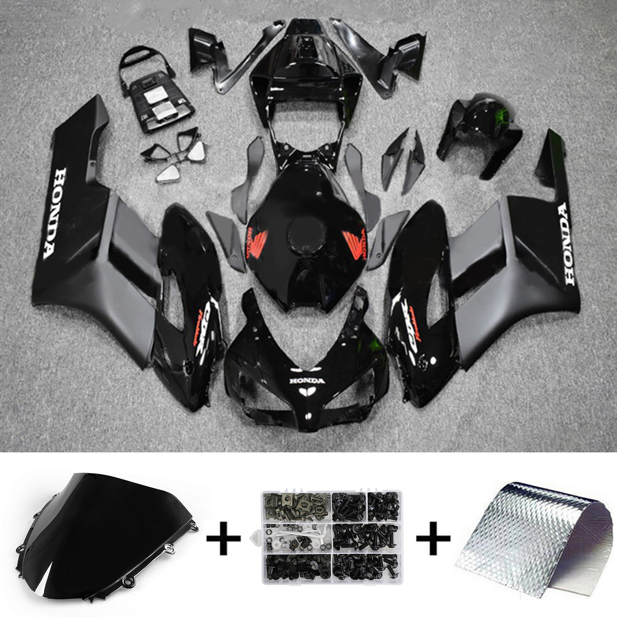 Amotopart 2004-2005 Honda CBR1000RR Kit carena nera lucida e opaca