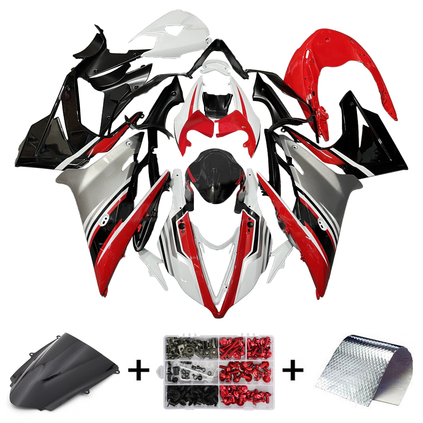 Amotopart 2013-2017 Triumph Daytona 675 Black Red Gray Fairing Kit