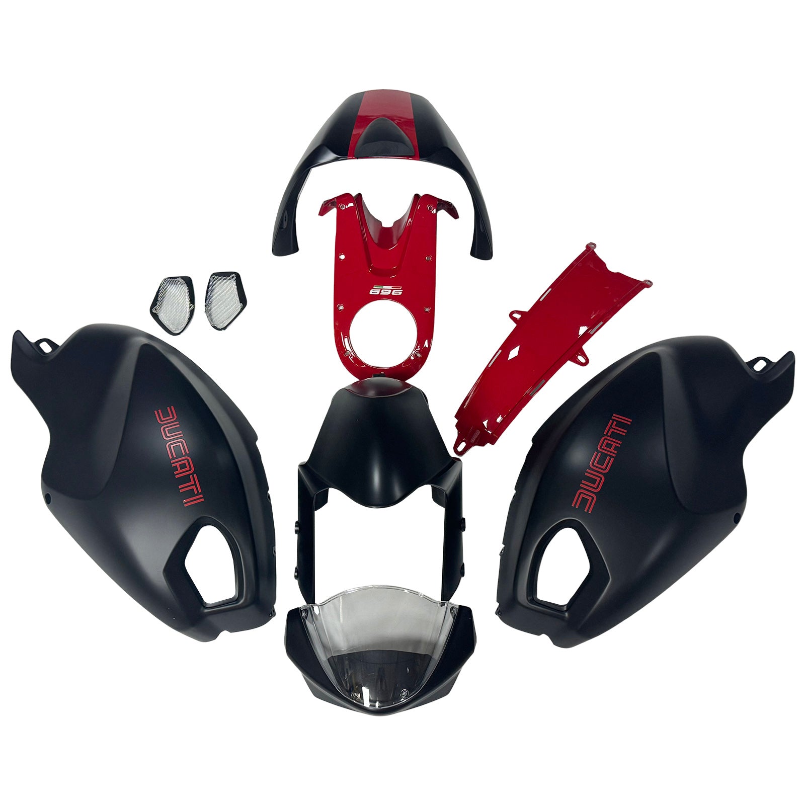 Amotopart All Years Ducati Monster 696/796/1100 S EVO White Red Fairing Kit