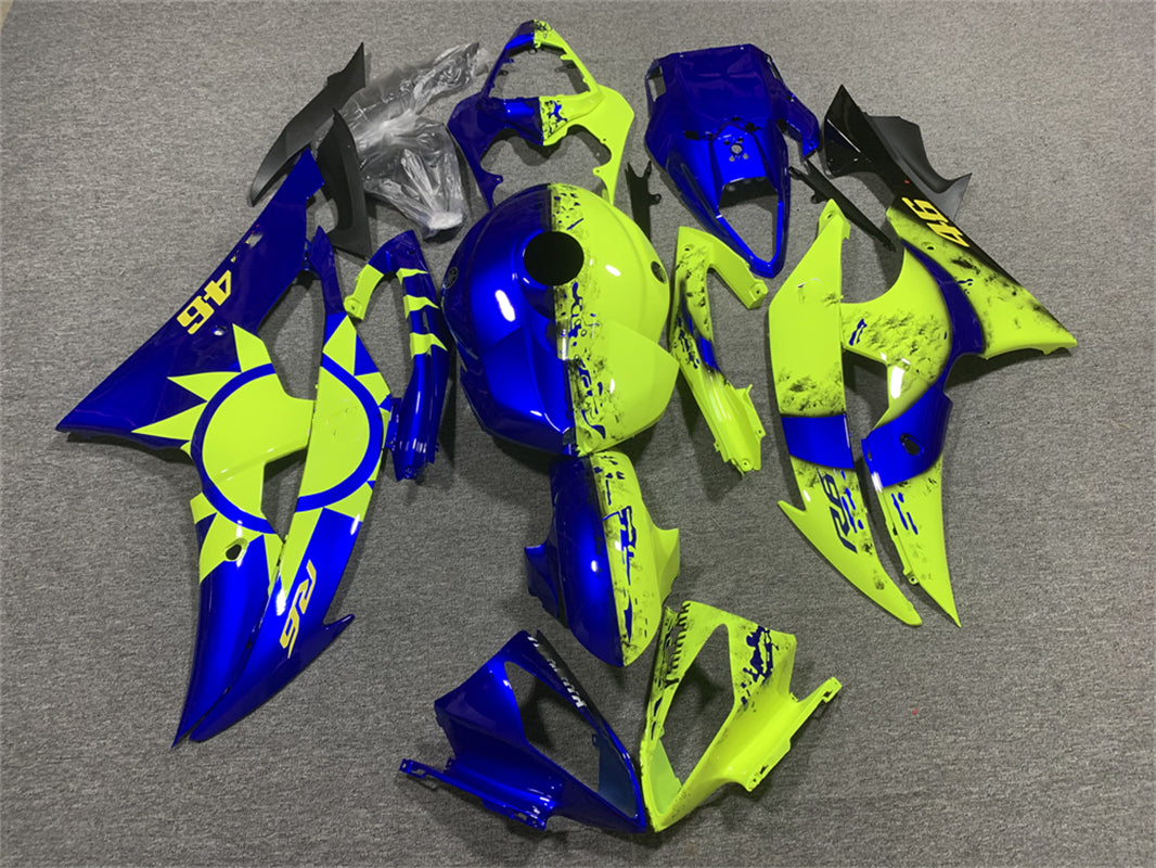Amotopart Verkleidungsset für Yamaha YZF 600 R6 2008–2016, Blau und Gelb