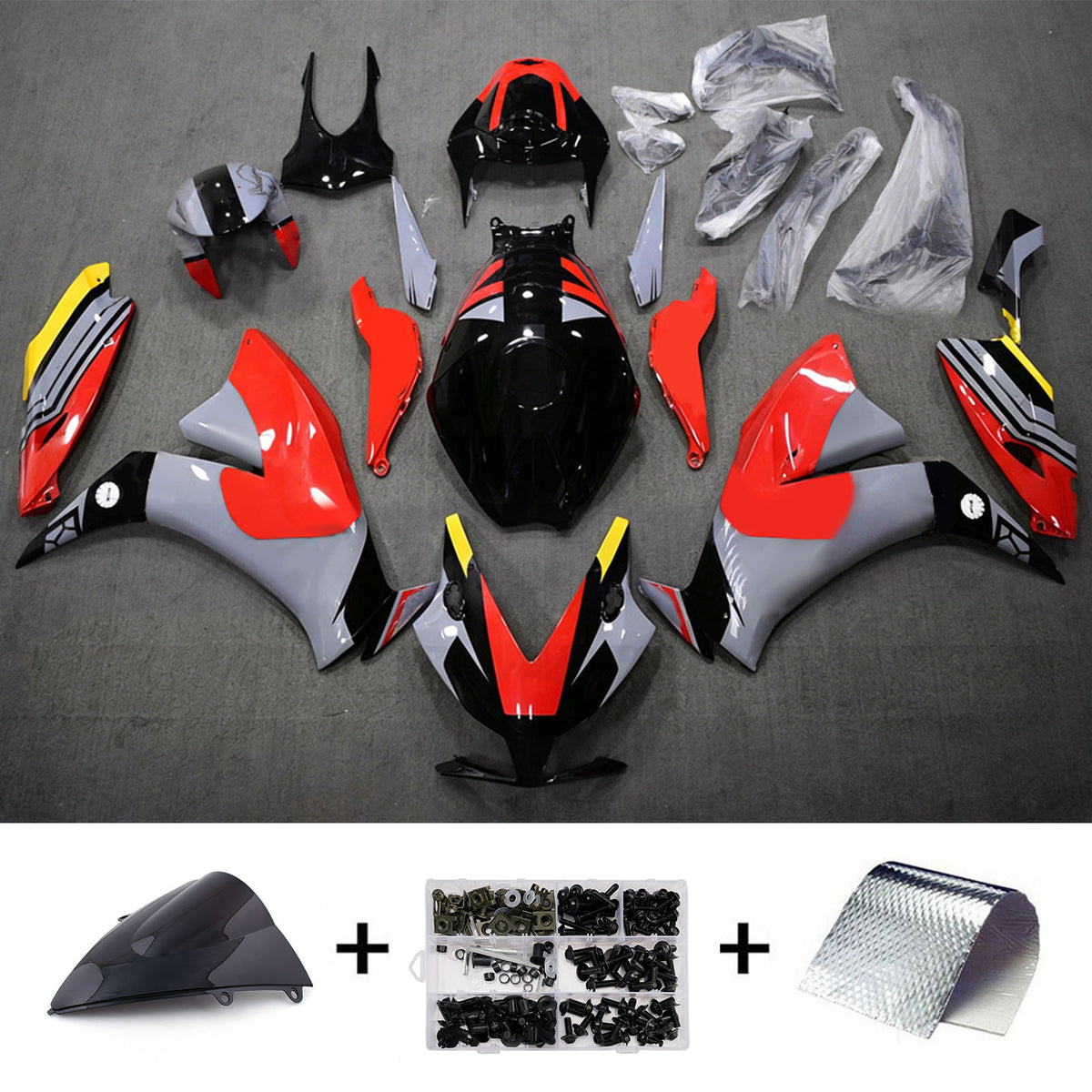 Amotopart 2012-2016 Honda CBR1000RR Svart Grå Röd Fairing Kit