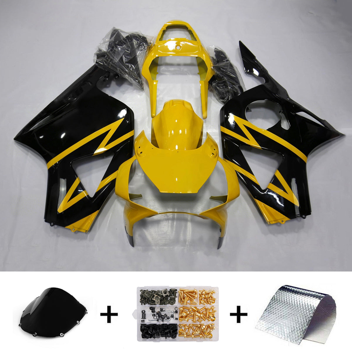 Amotopart 2002–2003 Honda CBR954 Gelb Schwarz Verkleidungsset