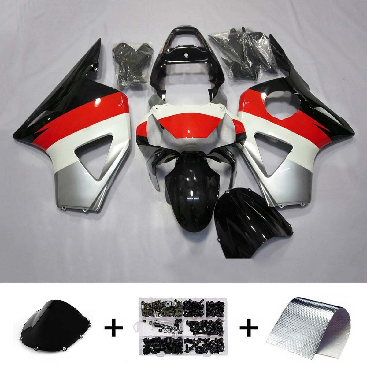 Amotopart 2002-2003 Honda CBR954 White Silver Red Black Fairing Kit