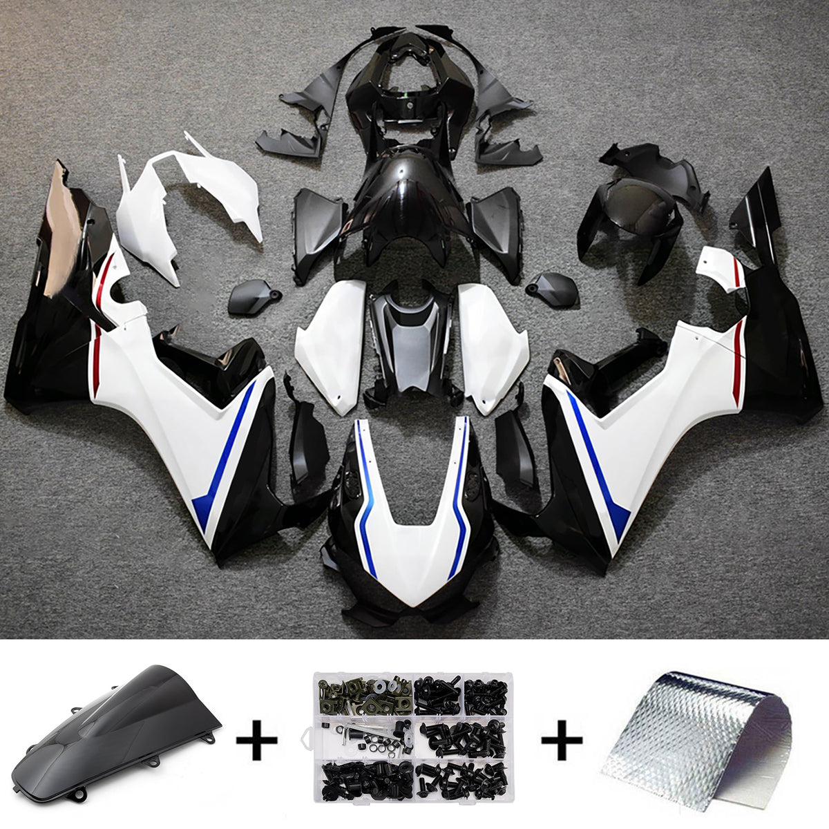 Amotopart 2017-2025 Honda CBR1000RR Black White Fairing Kit