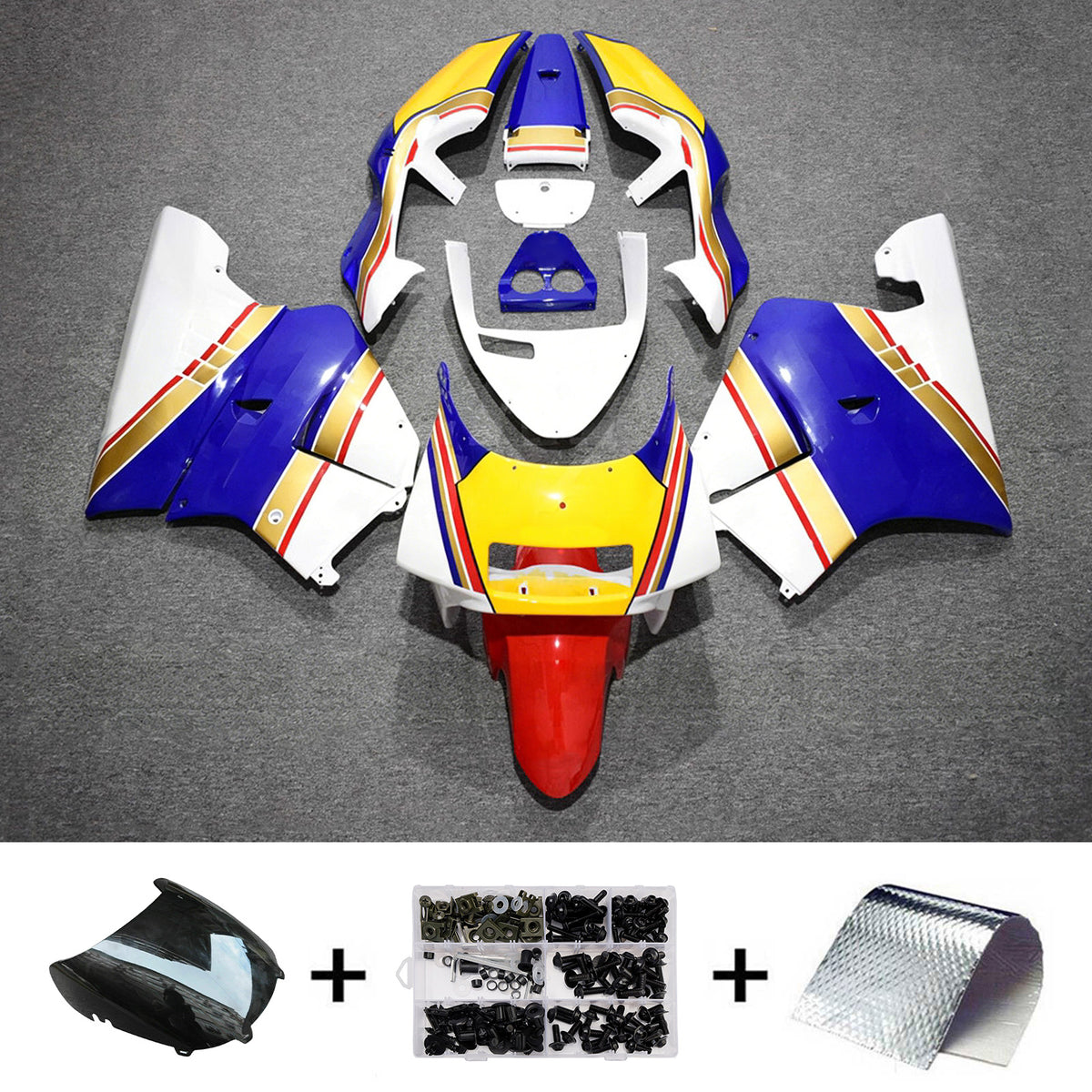 Amotopart 1990-1993 Honda NSR250 PGM-3 Yellow Blue White Red Fairing Kit