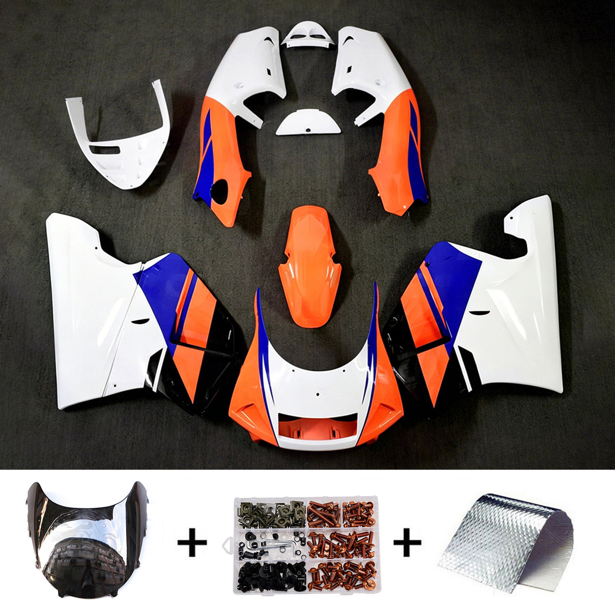 Amotopart 1994-1996 Honda NSR250 PGM-4 Red Orange Black Fairing Kit