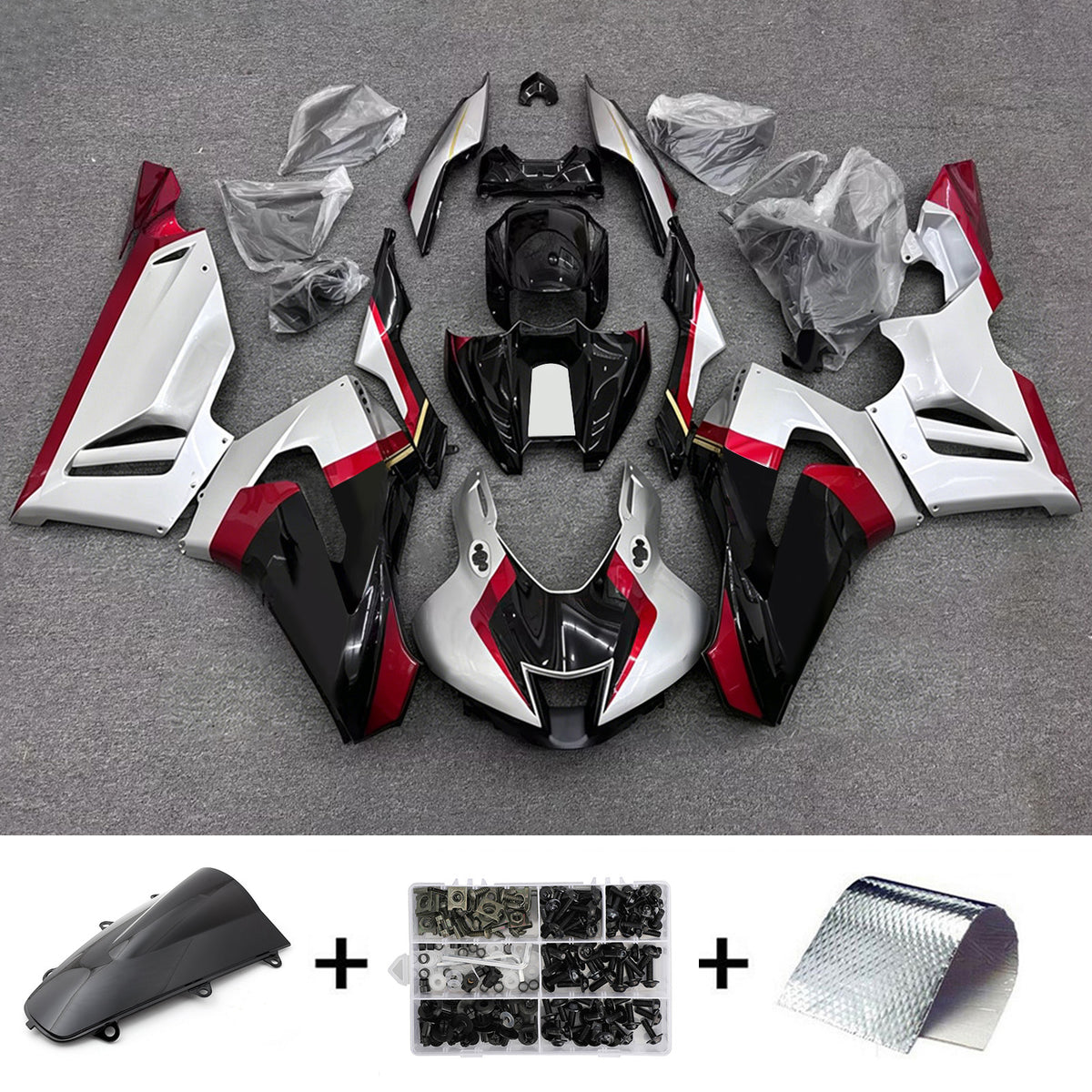 Amotopart 2020–2023 Honda CBR1000RR-R Weiß Schwarz Rot Verkleidungsset