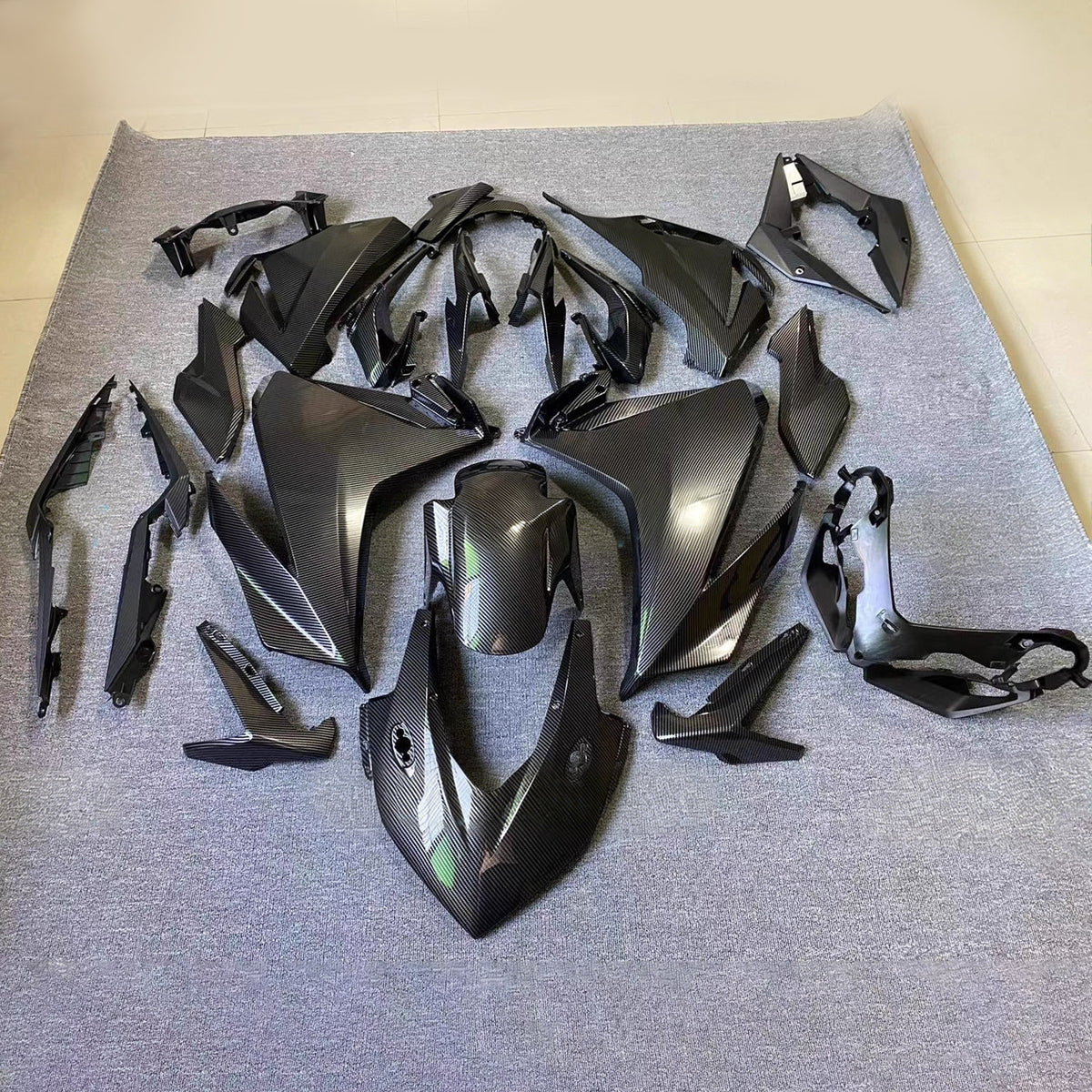 Sada kapotáže Amotopart 2019-2021 Honda CBR500R Black Blue Carbon Fiber Pattern