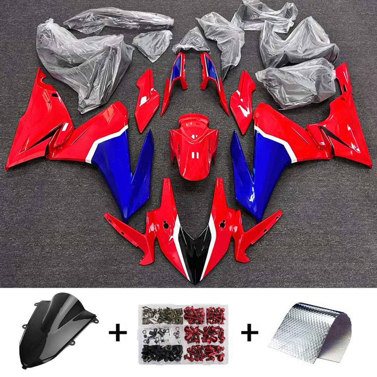 Amotopart 2022 Honda CBR400R Black Blue Red Fairing Kit