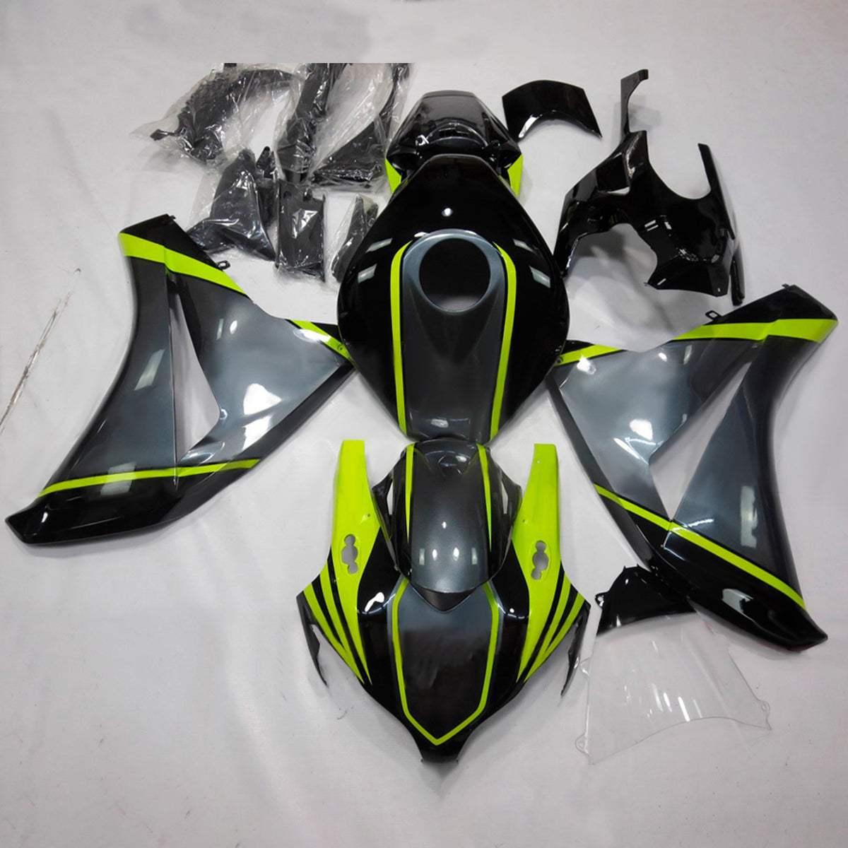 Amotopart 2008-2011 Honda CBR1000RR Black Grey Fairing Kit