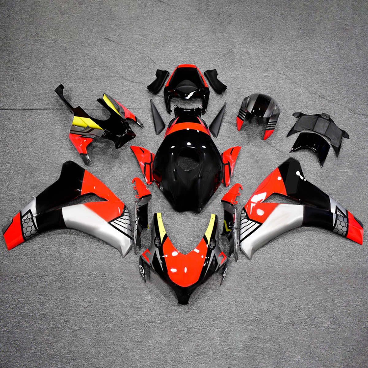 Zestaw owiewek Amotopart do Hondy CBR1000RR 2008-2011 w kolorze czarno-pomarańczowym