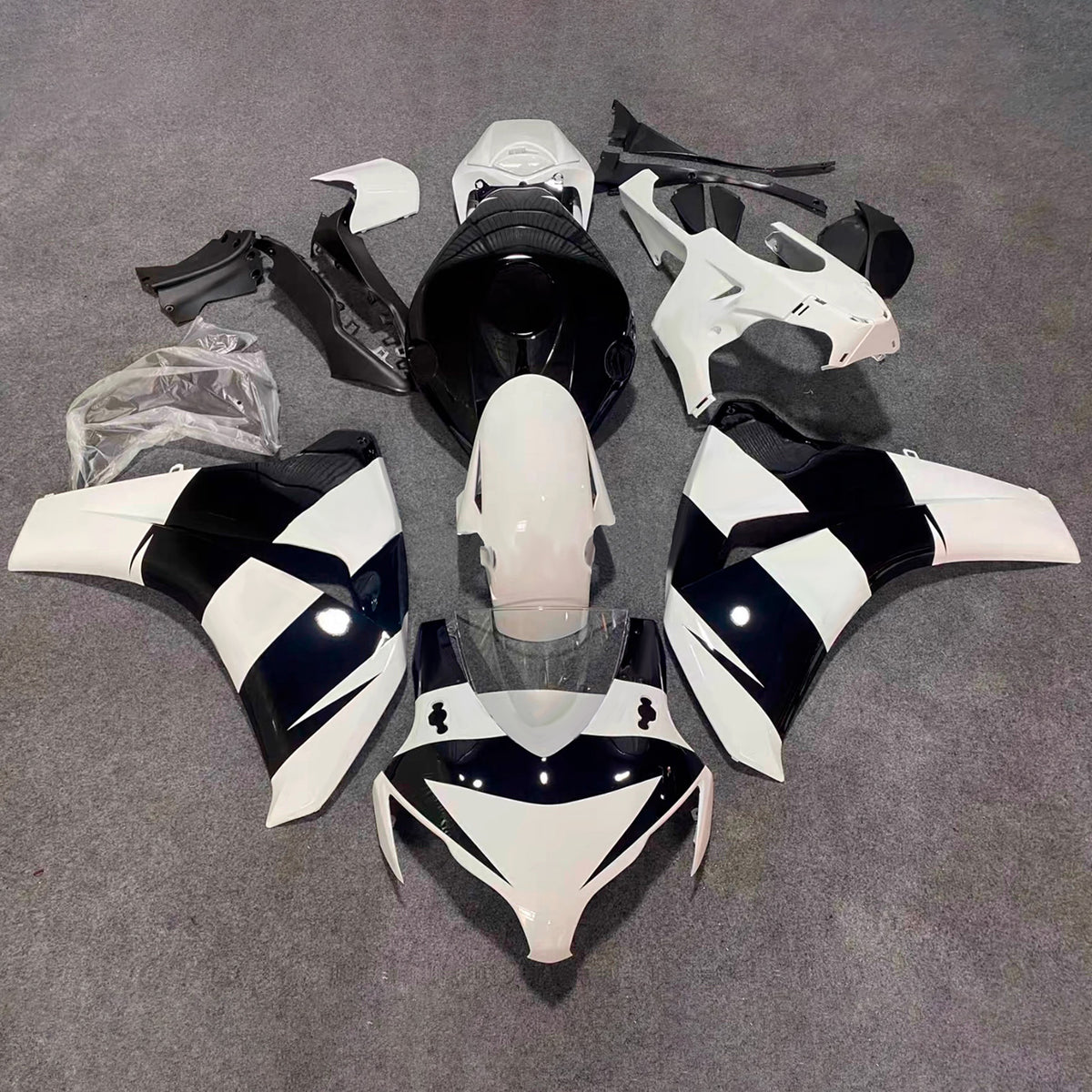 Amotopart 2008-2011 Honda CBR1000RR White Black Fairing Kit