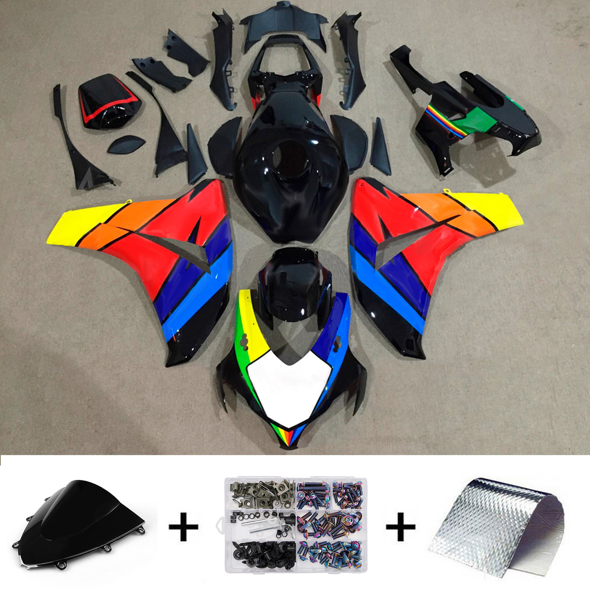 Amotopart 2008-2011 Honda CBR1000RR Rainbow Fairing Kit