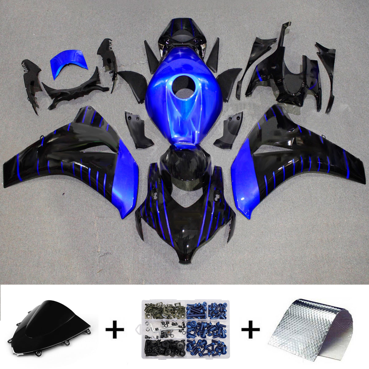 Amotopart 2008-2011 Honda CBR1000RR Black Blue Fairing Kit