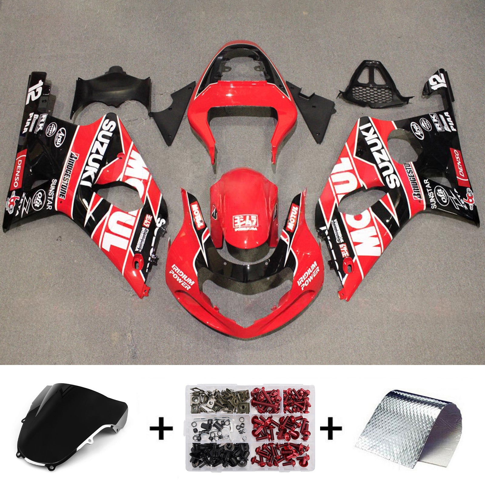 Amotopart 2000-2002 Suzuki GSXR1000 Red Black White Fairing Kit