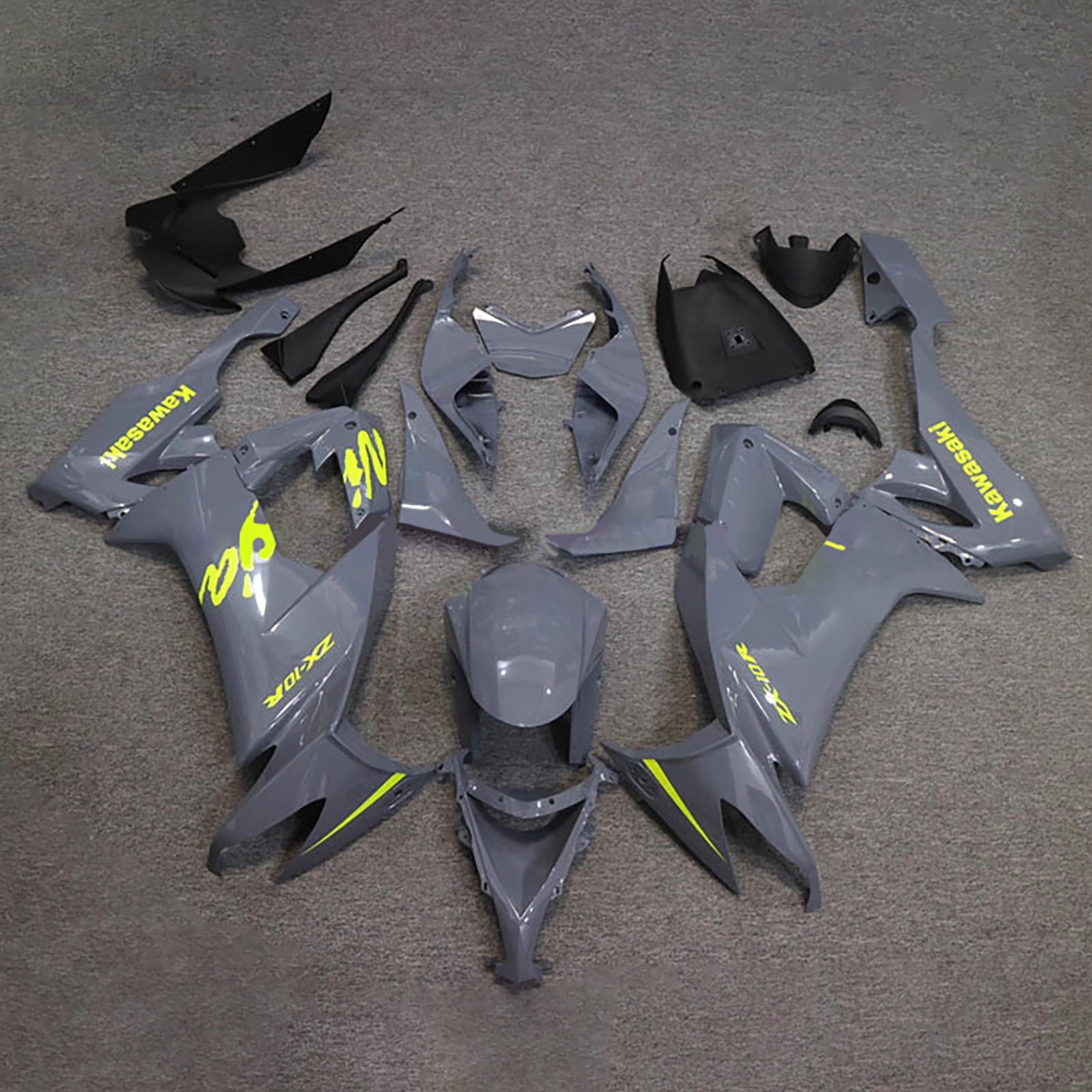 Amotopart 2008-2010 Kawasaki ZX10R Grey Yellow Fairing Kit