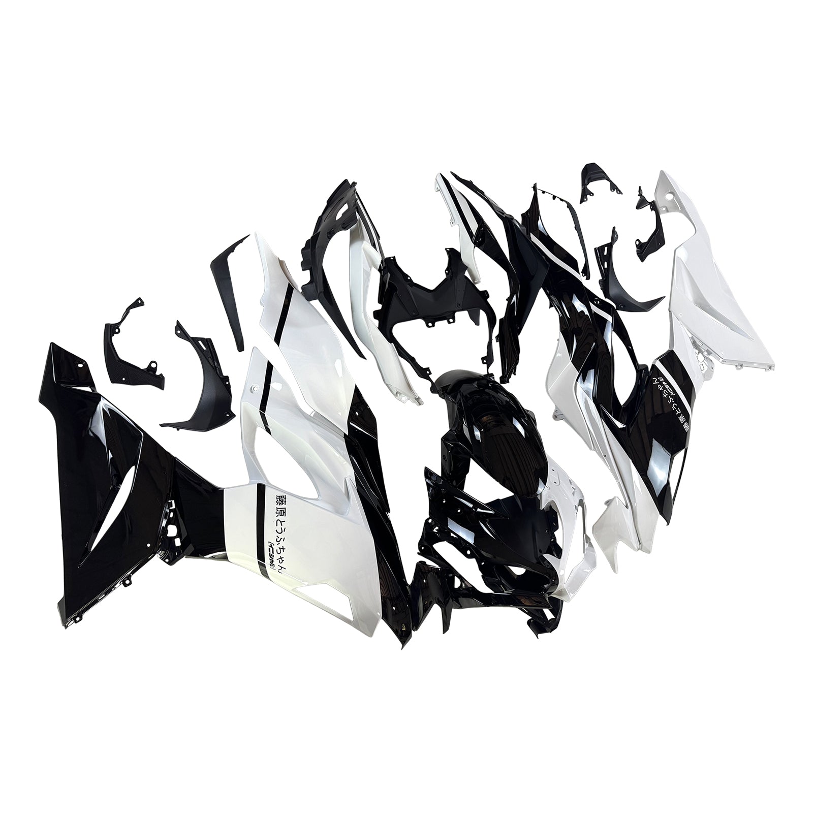 Amotopart 2019-2023 Kawasaki ZX-6R White Black Fairing Kit