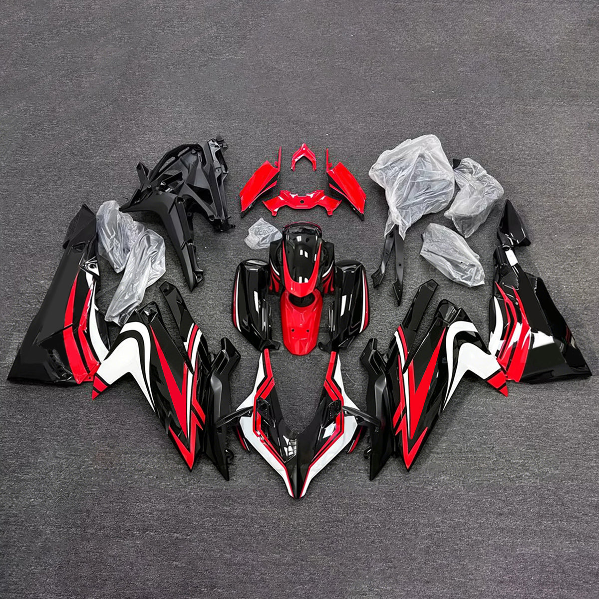 Amotopart 2023–2024 Honda CBR250RR Schwarz-Rot-Verkleidungsset