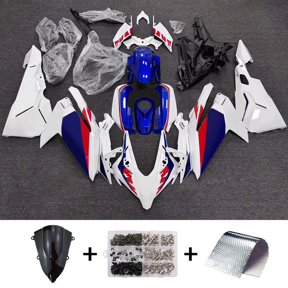 Amotopart 2023-2024 Honda CBR250RR Black White Blue Fairing Kit