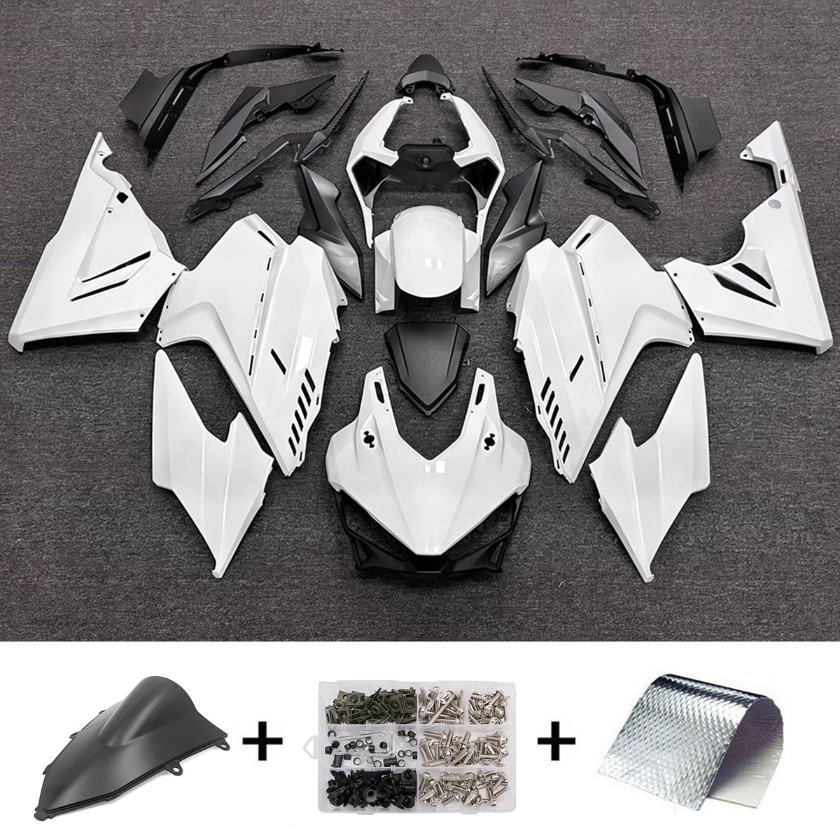 Amotopart 2024-2026 Honda CBR400R CBR500R White Black Fairing Kit