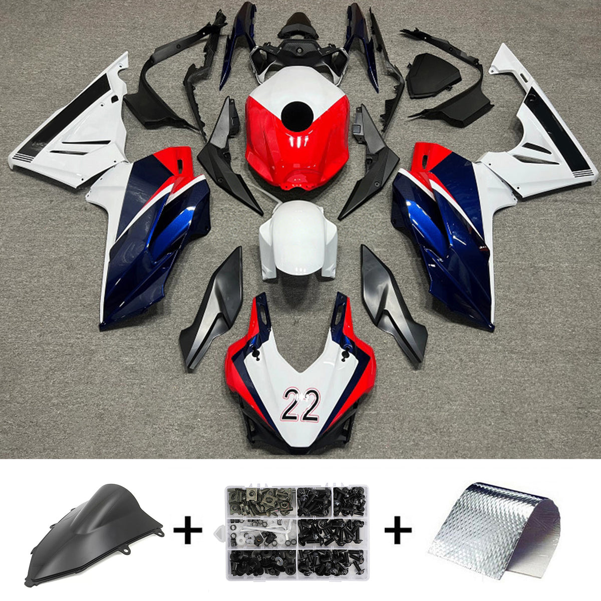 Amotopart 2024-2026 Honda CBR400R CBR500R Black Red White Fairing Kit