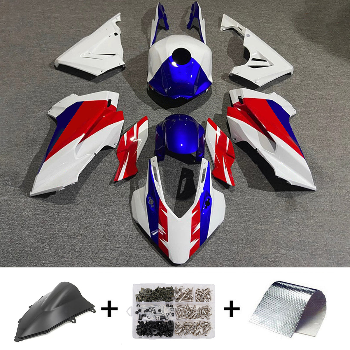 Zestaw owiewki Amotopart 2024-2026 Honda CBR400R CBR500R Czerwony Biały Niebieski