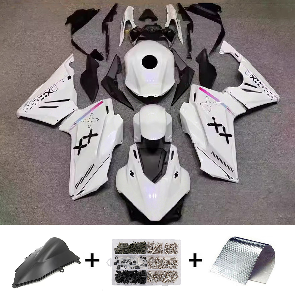 Amotopart 2024-2026 Honda CBR400R CBR500R White Black Fairing Kit