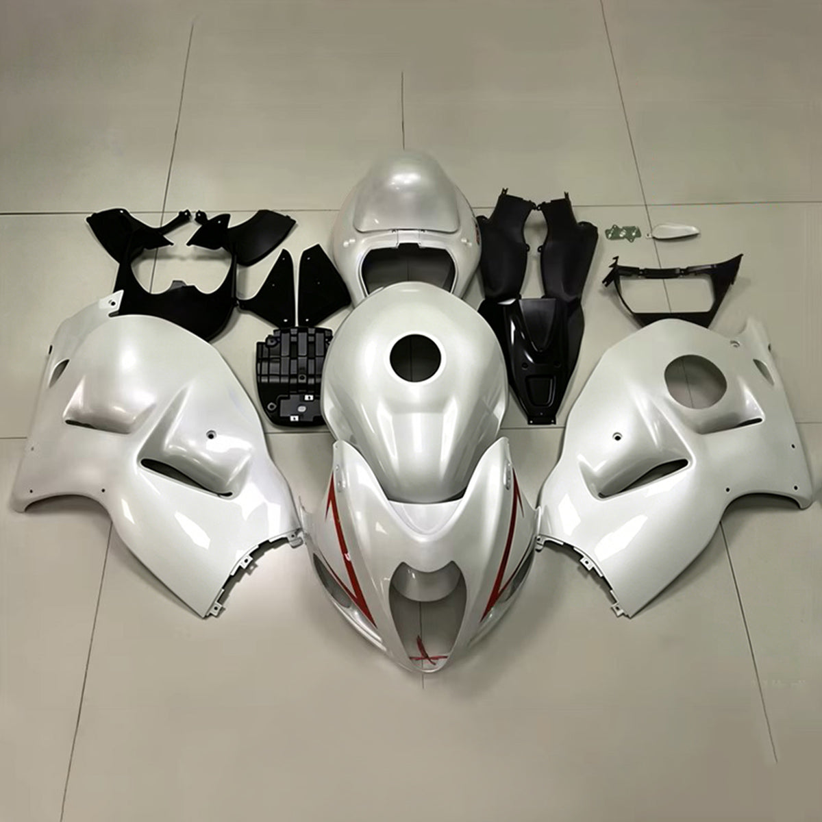 Amotopart 1999-2007 Suzuki Hayabusa GSX1300R White Black Fairing Kit