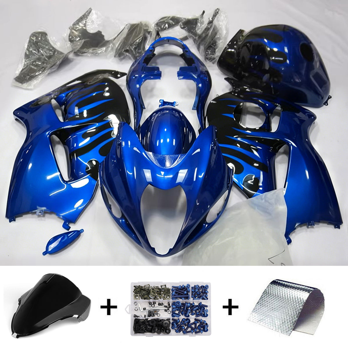 Amotopart 1999-2007 Suzuki Hayabusa GSX1300R Blue Gray Black Fairing Kit