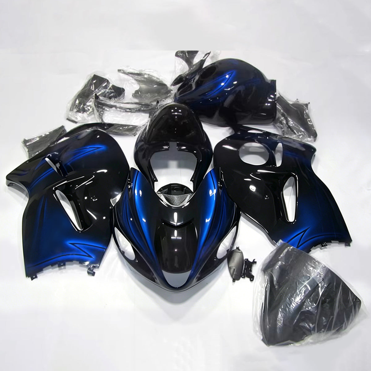 Amotopart 1999–2007 Suzuki Hayabusa GSX1300R Blau Schwarz Grau Verkleidungsset