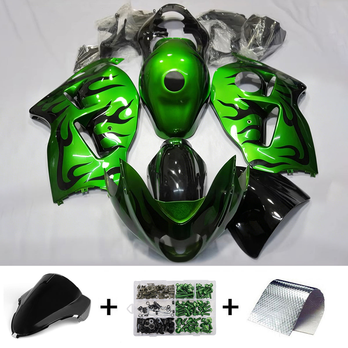 Amotopart 1999-2007 Suzuki Hayabusa GSX1300R grijsgroen zwart kuipset