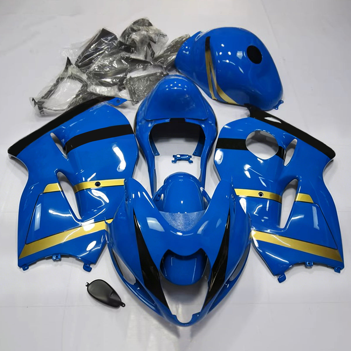 Amotopart 1999–2007 Suzuki Hayabusa GSX1300R Blau Schwarz Grau Verkleidungsset