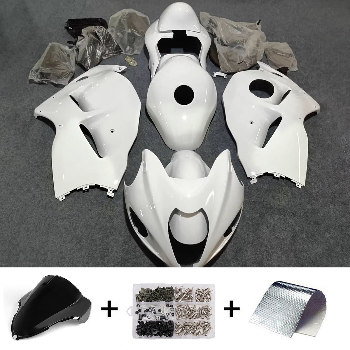 Amotopart 1999–2007 Suzuki Hayabusa GSX1300R Grau Schwarz Verkleidungsset