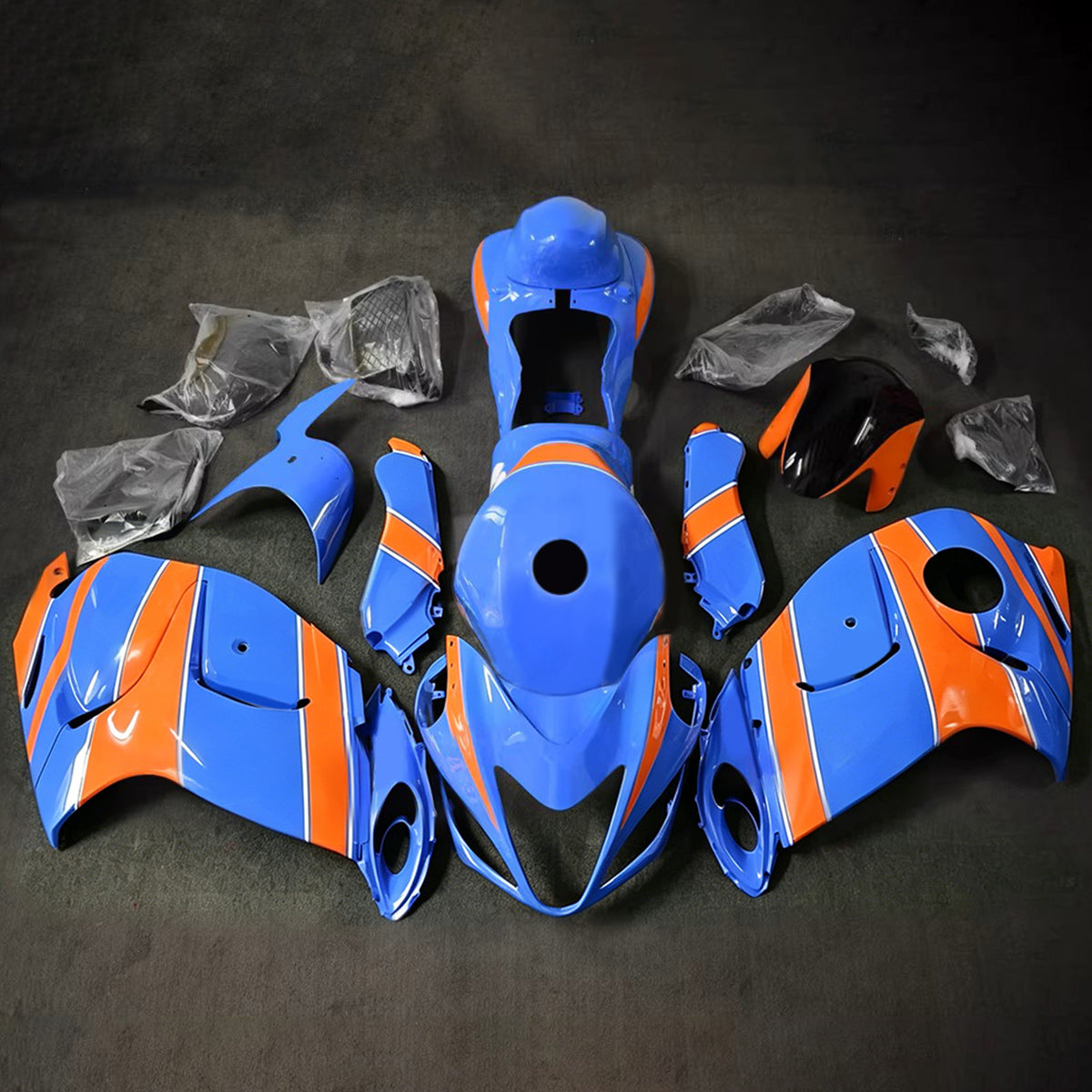 Amotopart 2008-2020 Suzuki Hayabusa GSX1300R Blue Orange Black Fairing Kit