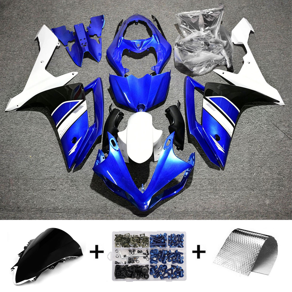 Amotopart 2007-2008 Yamaha YZF-R1 Gray Black Blue Fairing Kit