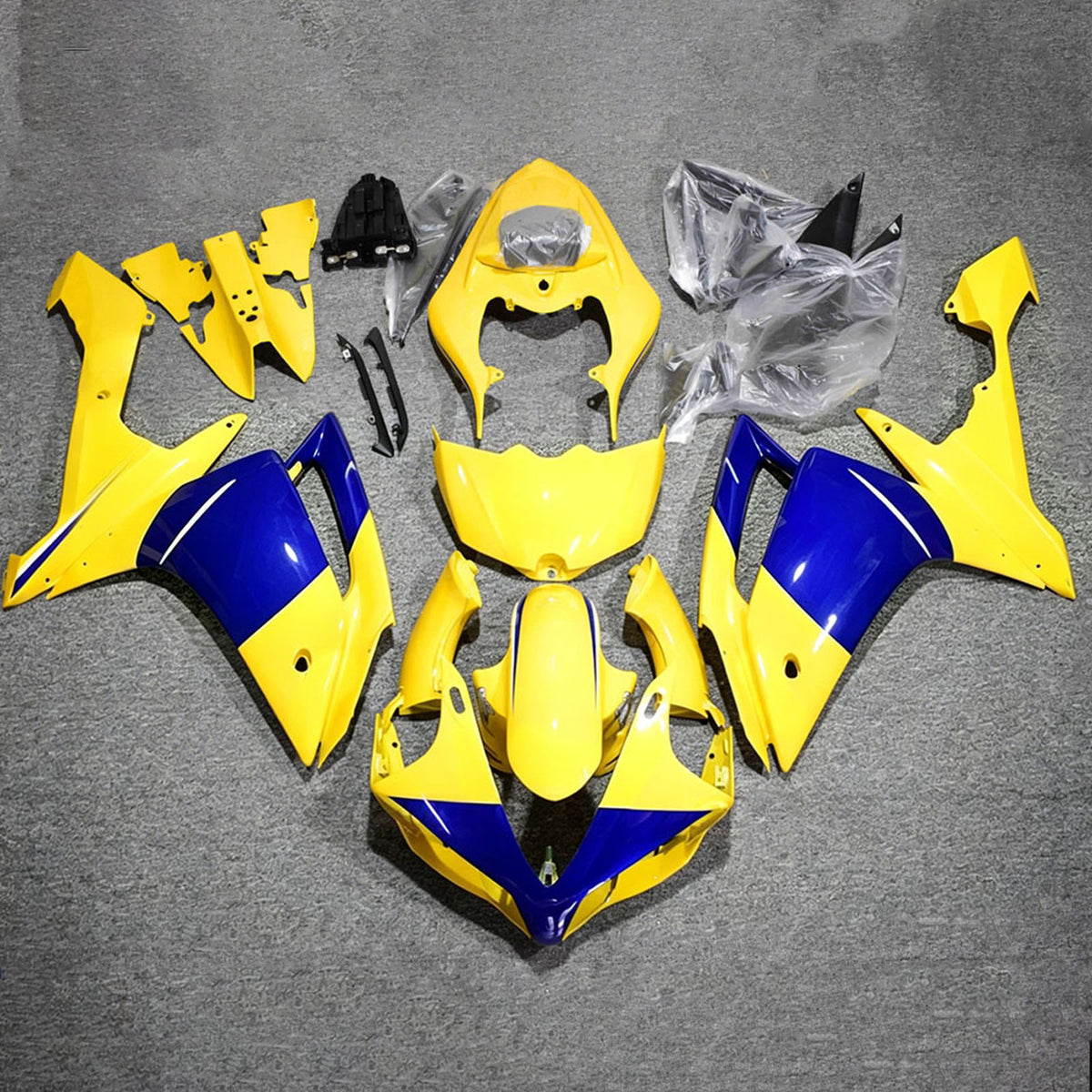 Amotopart 2007-2008 Yamaha YZF-R1 Gold Gray Black Fairing Kit