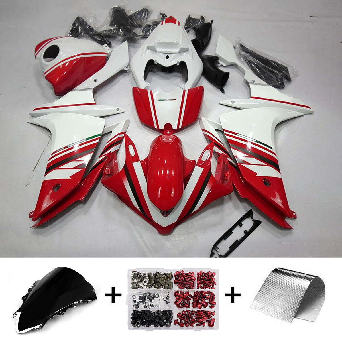 Amotopart 2007-2008 Yamaha YZF-R1 Gray Red Black Fairing Kit