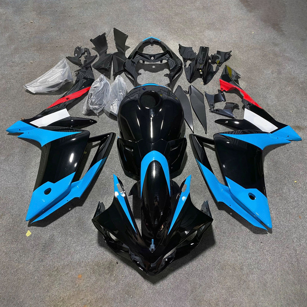 Amotopart 2007–2008 Yamaha YZF-R1 Grau Schwarz Verkleidungsset
