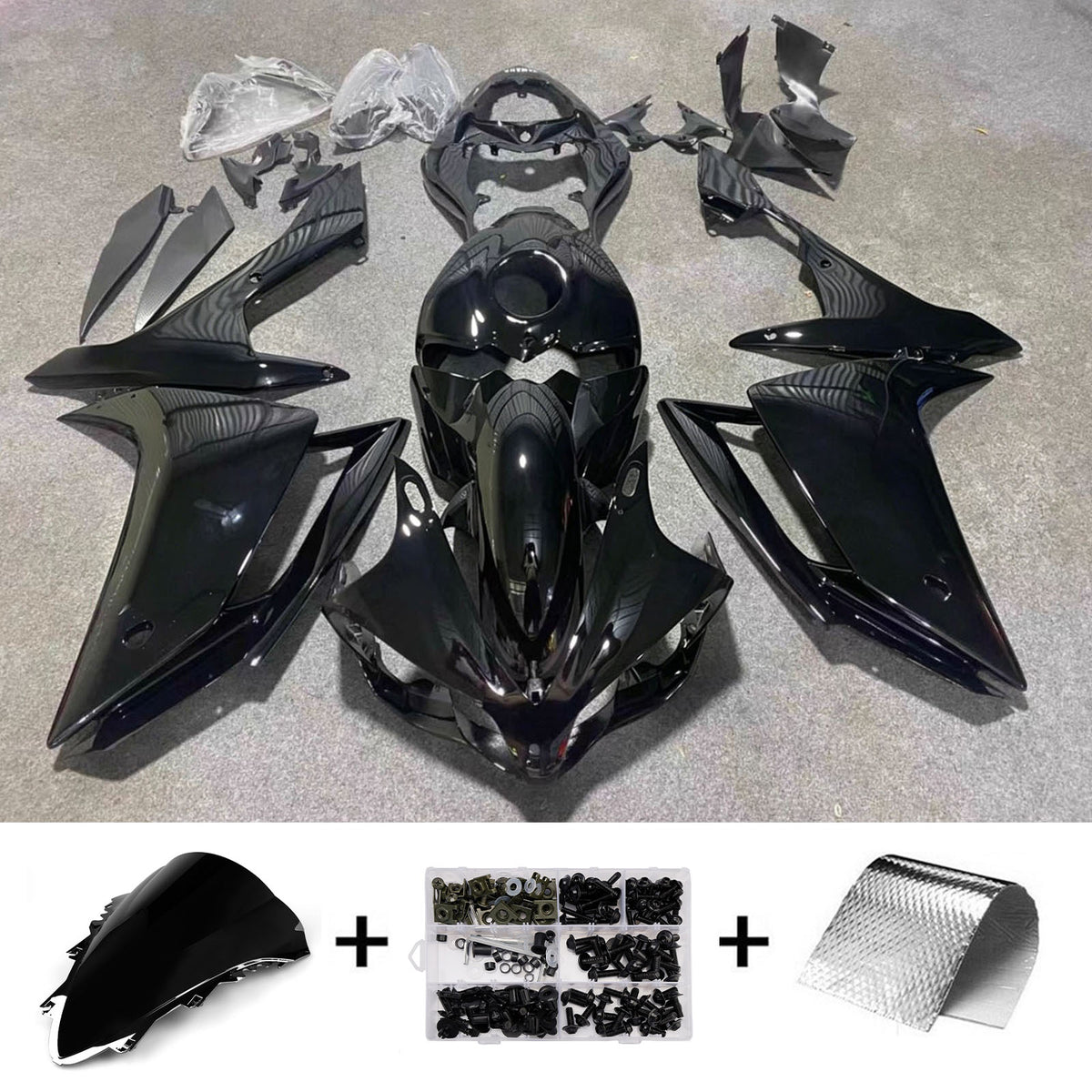 Amotopart 2007-2008 Yamaha YZF-R1 zwartgrijze kuipset